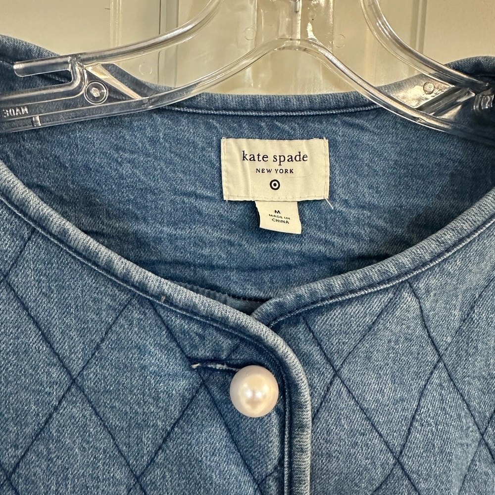 Kate Spade Blue Quilted Denim Jacket - Picture 2 of 4